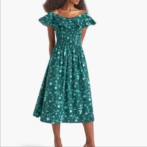 The Akilah Nap Dress - Emerald Botanical Poplin - Emerald Botanical Poplin / XS